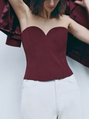 NWT - Zara Burgundy Corset Top
